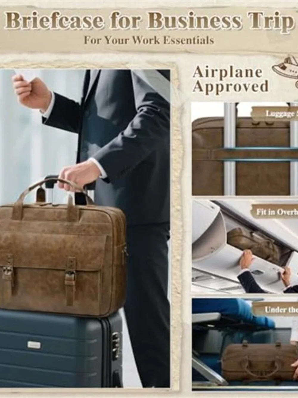 Messenger Bag for Men 16 Inch Laptop Bag Vintage Leather Waterproof
